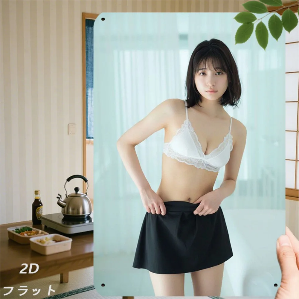 1 Stück 2D Vintage Poster Galerie 2D Metallschild Damenporträt Wandkunst Heimdekoration Image