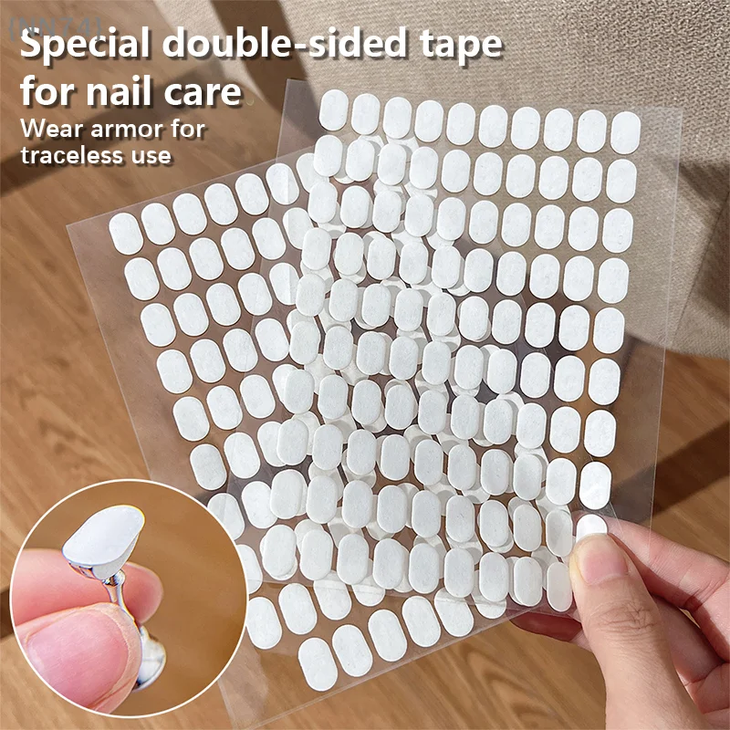 【FEB-NN74】100 Stück doppelseitiges Klebeband für Maniküre-Displays – transparenter Acryl-Nagelkunst-Arbeitsplatten-Klebestreifen, zuschneidbar Image