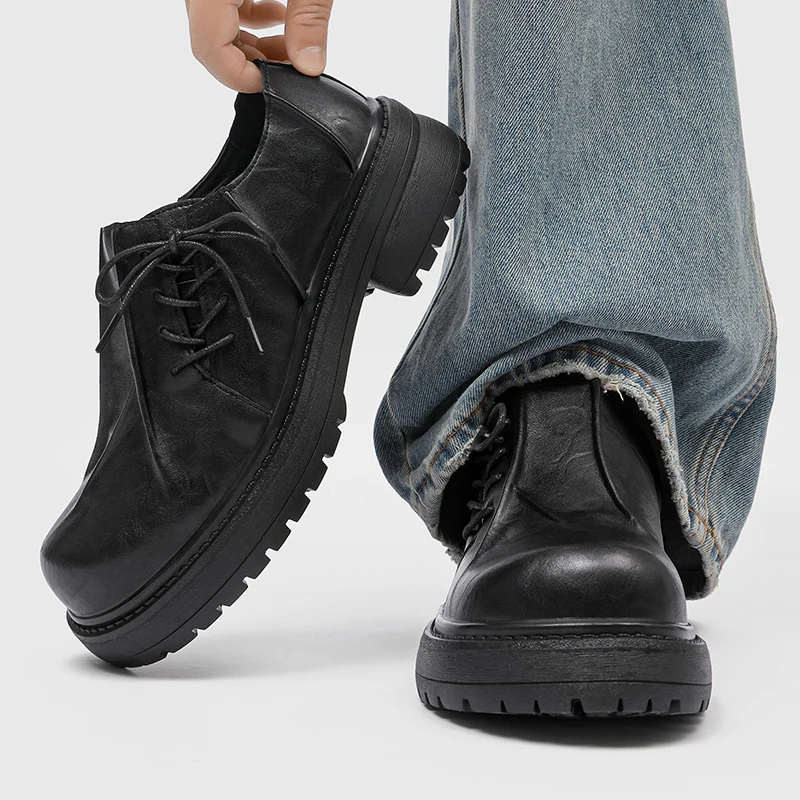 Derby-Herren-Lederschuhe mit dicken Sohlen, Modedesigner-Stile, Party und Arbeit, tägliche Freizeit und Business, Anzugschuhe für Erwachsene, Größe 38–46