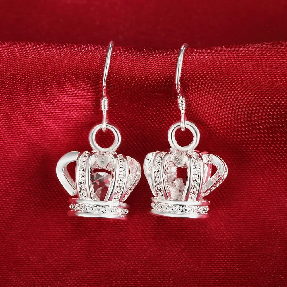 Heißer Verkauf: 925 Sterling Silber Ohrringe mit Krone und Kristallen – Eleganter Damenschmuck für Weihnachten und vielseitige Styles Image