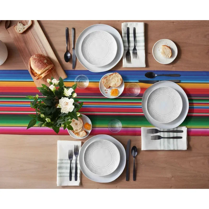 VIKAMA Mexikanische Tischflagge Tischset Bunte Sarape-Streifen Tag der Toten Karneval Feier Tischdekoration Flagge Image