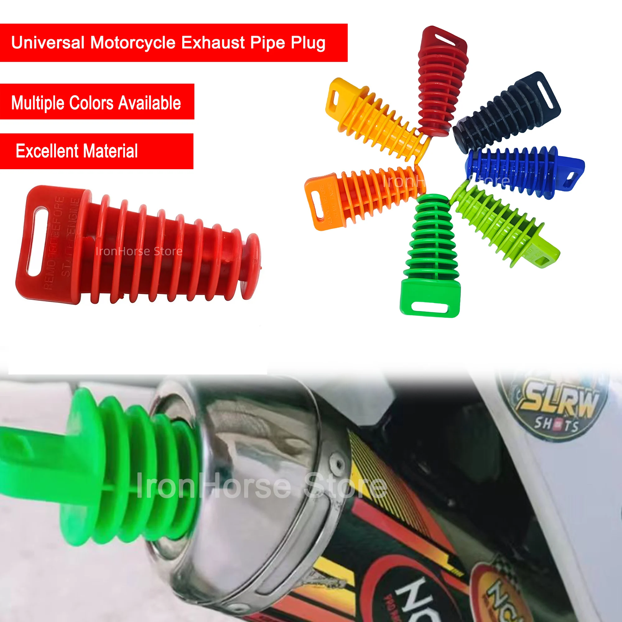 Universeller mittelgroßer Motorrad-Auspuffschalldämpferstopfen – auslaufsicheres PVC-Entlüftungsventil und Waschabdeckung für Dirt Pit Bike ATV MX Image