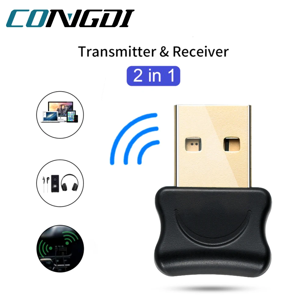 Adattatore compatibile Bluetooth 5.0 Trasmettitore USB per PC Ricevitore per computer Laptop Auricolare Stampante audio Ricevitore dongle dati