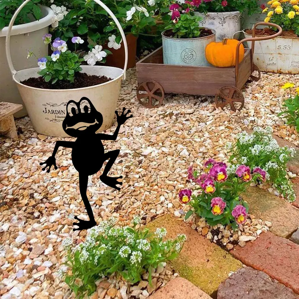Silhouettes de grenouilles pour décoration de jardin, décorations de clôture, statues de jardin, piquets décoratifs, 1 pièce, décoration de jardin en métal, voitures