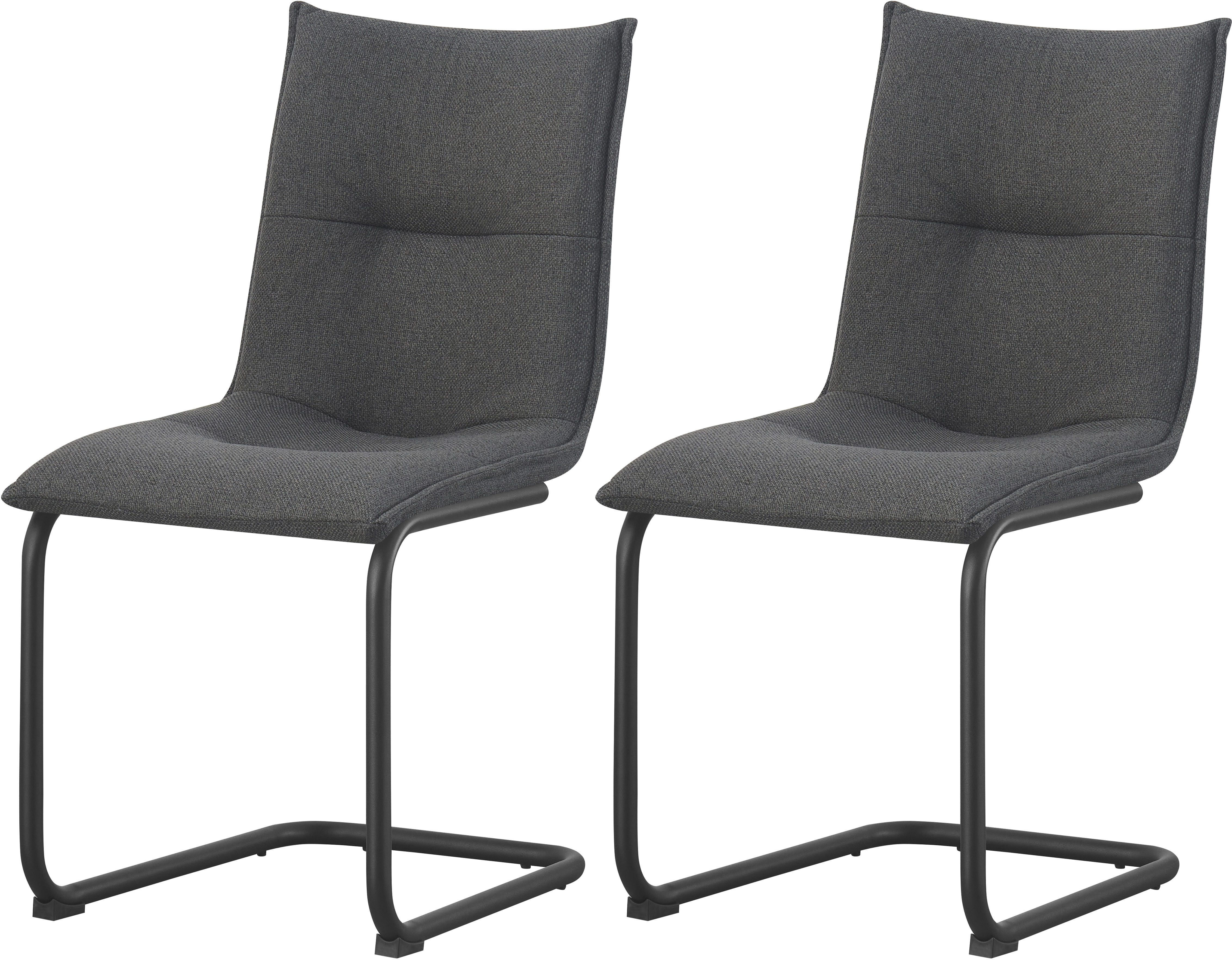 Esszimmerstuhl HOME AFFAIRE "SARNIA, 2er Set, mit Metallgestell in matt schwarz", schwarz matt, pulverbeschichtet, anthrazit, B:46cm H:89cm T:57cm, Metall, Polyester, Stühle, Esszimmerstuhl, in verschiedenen Farben, Belsatbarkeit pro Stuhl 120 kg,... Image