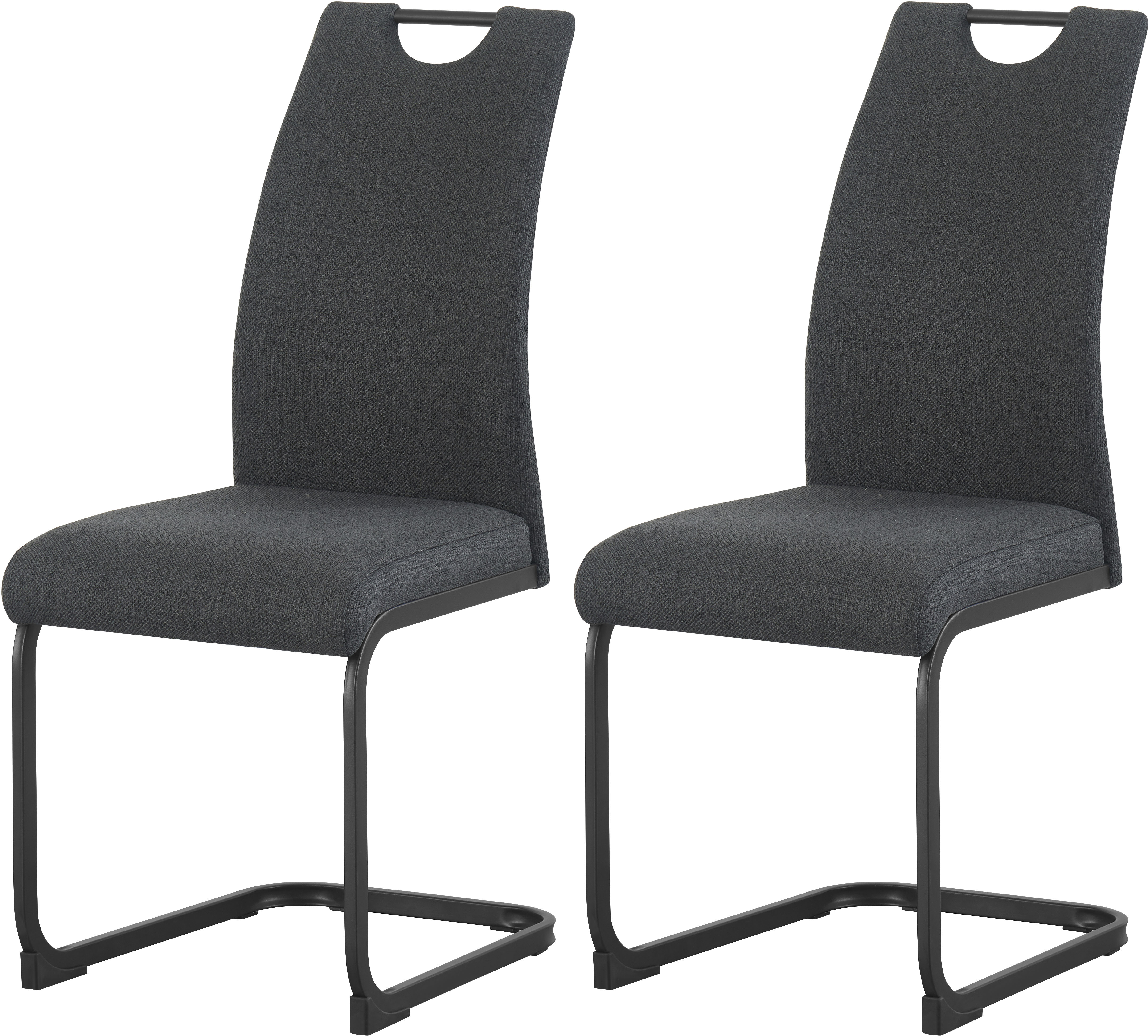 Esszimmerstuhl HOME AFFAIRE "KANATA, 2er Set, mit Metallgestell in matt schwarz", schwarz matt, pulverbeschichtet, anthrazit, B:43cm H:98cm T:59cm, Metall, Polyester, Stühle, Esszimmerstuhl, in verschiedenen Farben, Belsatbarkeit pro Stuhl 120 kg Image