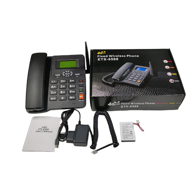 Téléphone fixe sans fil alimenté par batterie au Lithium 4G 2 SIM VOLTE HD appel SMS DTMF téléphone fixe sans fil