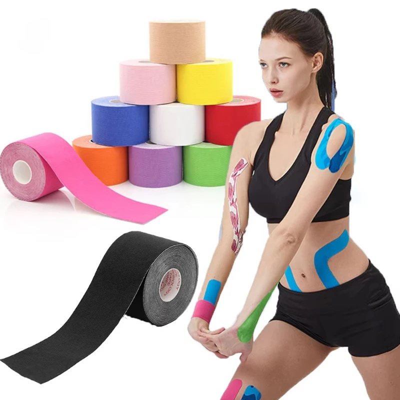1 stücke Kinesiologie Band Muskel Verband Sport Verband Baumwolle Elastische Klebstoff Zerrung Verletzungen Band Knie Muskel Schmerzen Relief Aufkleber Image