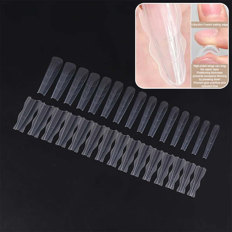 【F】60 Stück Sandwich-Nagelformen, Nagelform für schnelle Nagelverlängerung, Kunststoff-Nagelformwerkzeuge für Anfänger, Profis, Frauen Image