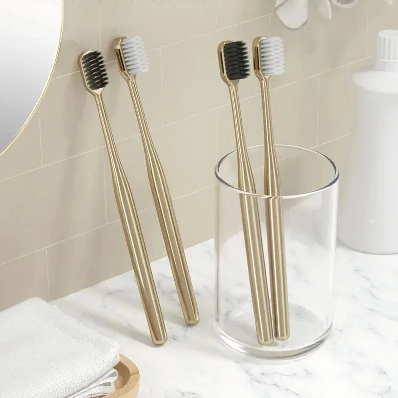 Luxus Weiche Zahnbürste Männer Frauen Erwachsene Zahnbürste Gold Silber Dental Pinsel Eleganz Sanfte Zahnbürsten Drop Shipping Image