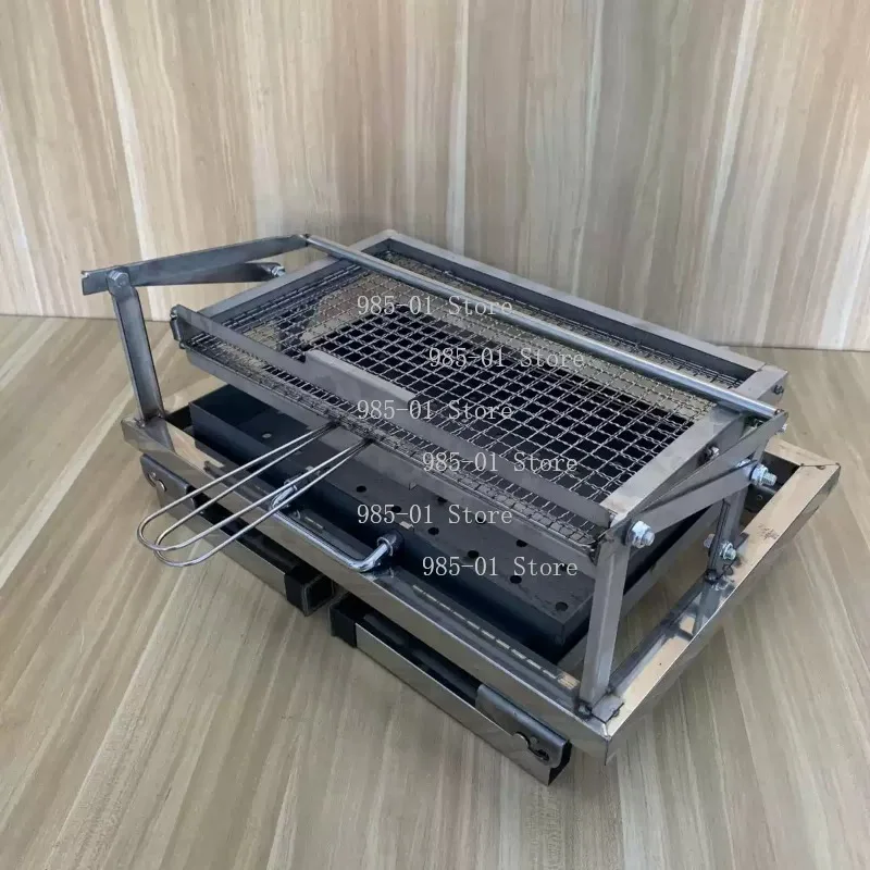 50x35cm Edelstahl Klapp- & Drehbarer Grill Tragbarer Faltbarer Camping-BBQ-Fischgrill für Zuhause und Draußen Image