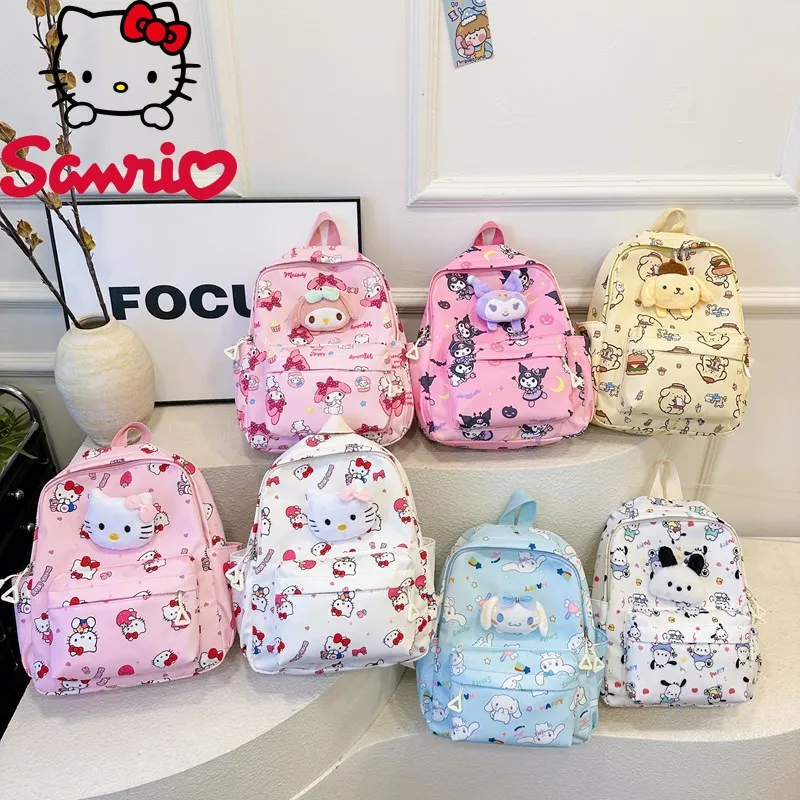 Hello Kitty Kuromi My Melody Cinnamoroll Leichter Nylon-Rucksack, niedliches Cartoon-Design, Reisen, Freizeit, Ausflüge, Polyester