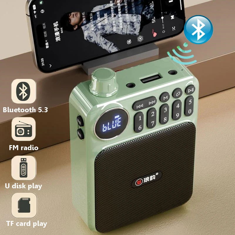 Mini Pocket FM Radio Hochempfindlicher digitaler Radios Recorder Drahtloser Bluetooth-Lautsprecher MP3-Musik-Player mit TF-Karte USB-Anschluss