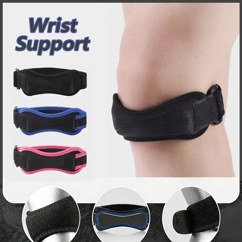 1 Stück Knie-Patellasehnen-Stützbandage, verstellbare Stoßdämpfung, Kompressions-Kniepolsterhülse für Basketball Image