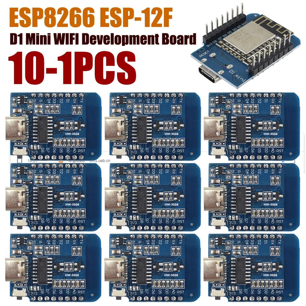 10-1 Stück ESP8266 ESP-12F D1 Mini WLAN-Entwicklungsboard NodeMCU Lua Typ-C WLAN WiFi Internet-Entwicklungsboard für Arduino Image