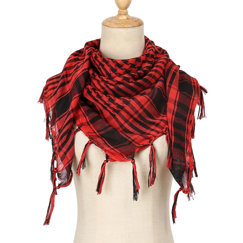 Männer Frauen Schal Plaid Tartan Leichte Baumwolle Keffiyeh Schal für Winter Quadrat Schal Schal Taktische Hals Wärmer Abdeckung Image