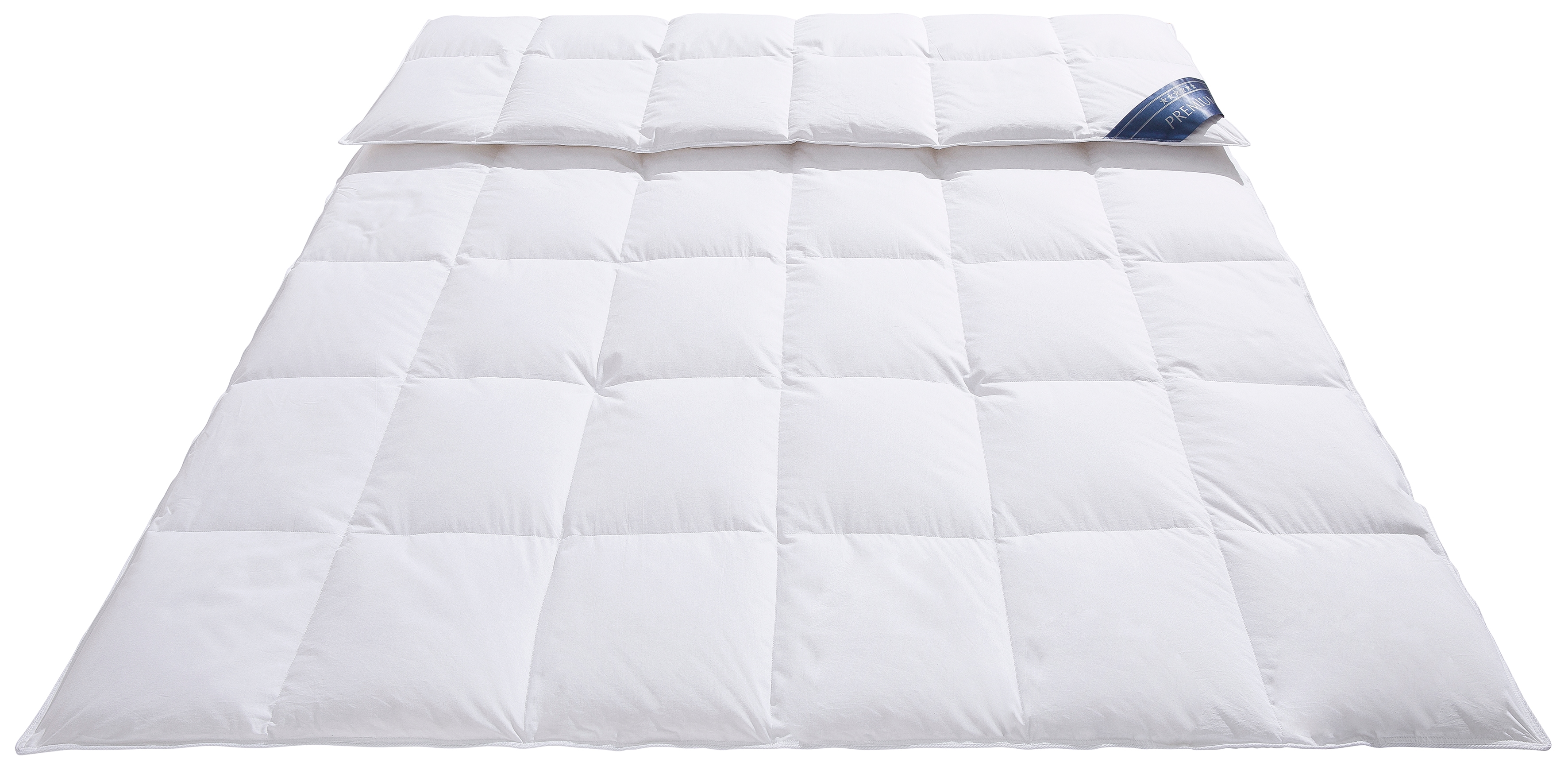 Gänsedaunenbettdecke OTTO KELLER "Bella, Bettdecken für Sommer oder Winter, Decke, Downpass", weiß, B:200cm L:200cm, Bezug: 100% Baumwolle. Füllung: 90% Gänsedaunen, 10% Gänsefeder, Bettdecken, Bettdecke 135x200 cm, Hausstauballergiker. GRATIS DAZU:... Image