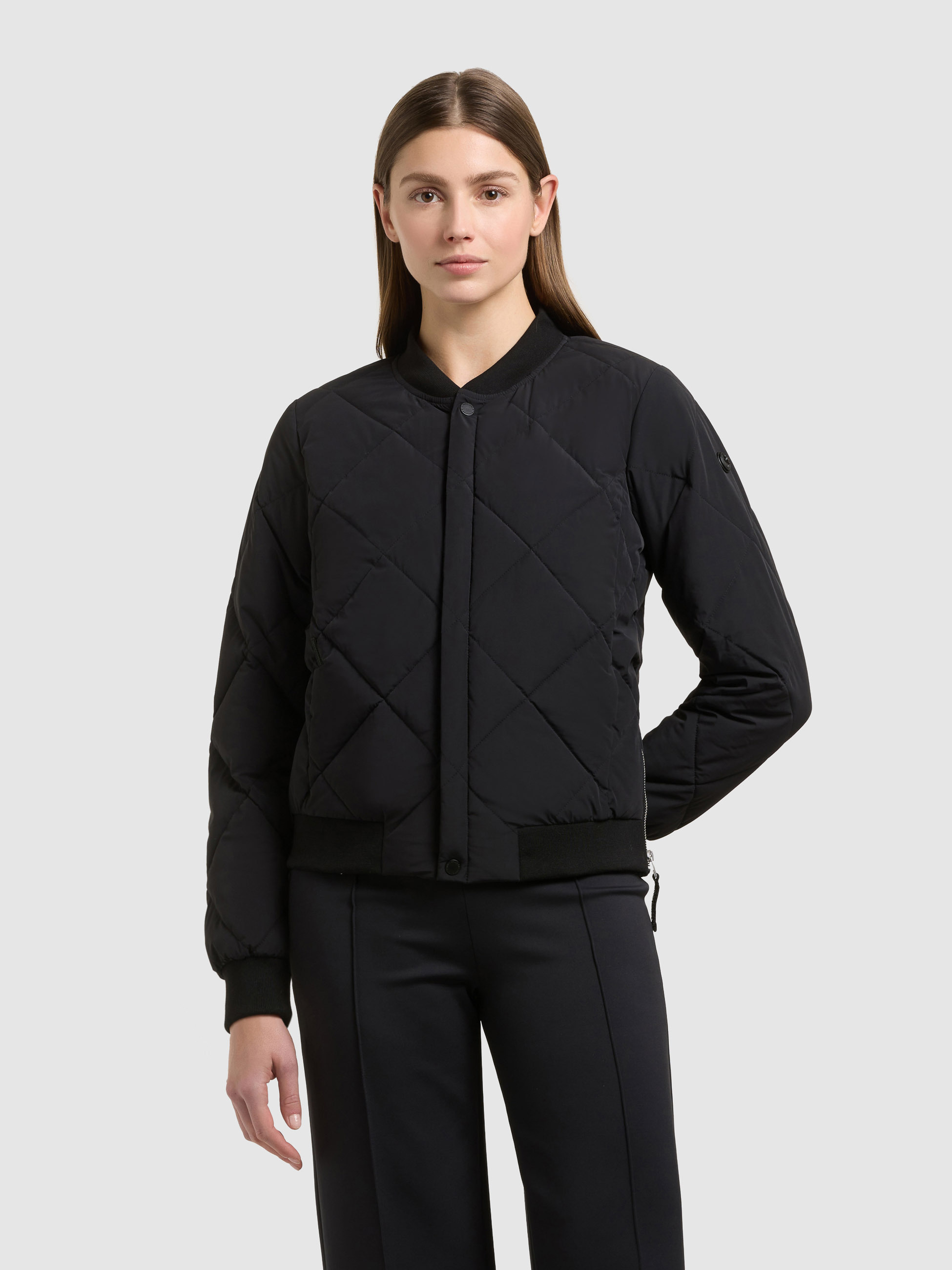 Steppjacke KHUJO "ANGE2", Damen, Gr. XS, schwarz, Web, 84% Nylon, 16% Polyurethan, unifarben, regular fit hüftlang, eingesetzt Rippbündchen, Jacken Steppjacke Image