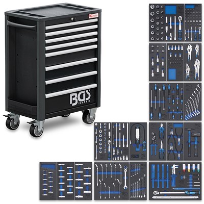 Bgs Werkzeugwagen Profi Exclusive - 8 Schubladen - Befüllt - 259-tlg [Hersteller-Nr. 4114]