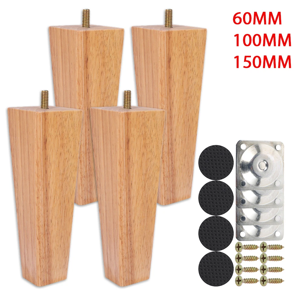 4 pezzi gambe per mobili in legno massello 6/15/10cm gambe per divani in legno divano letto armadio tavolo sedia piedini di ricambio accessori per piedi quadrati