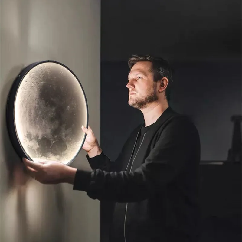 Lampada da parete moderna a LED luna lampada da comodino camera da letto Nordic creativo minimalista corridoio soggiorno sfondo lampada da parete decorativa