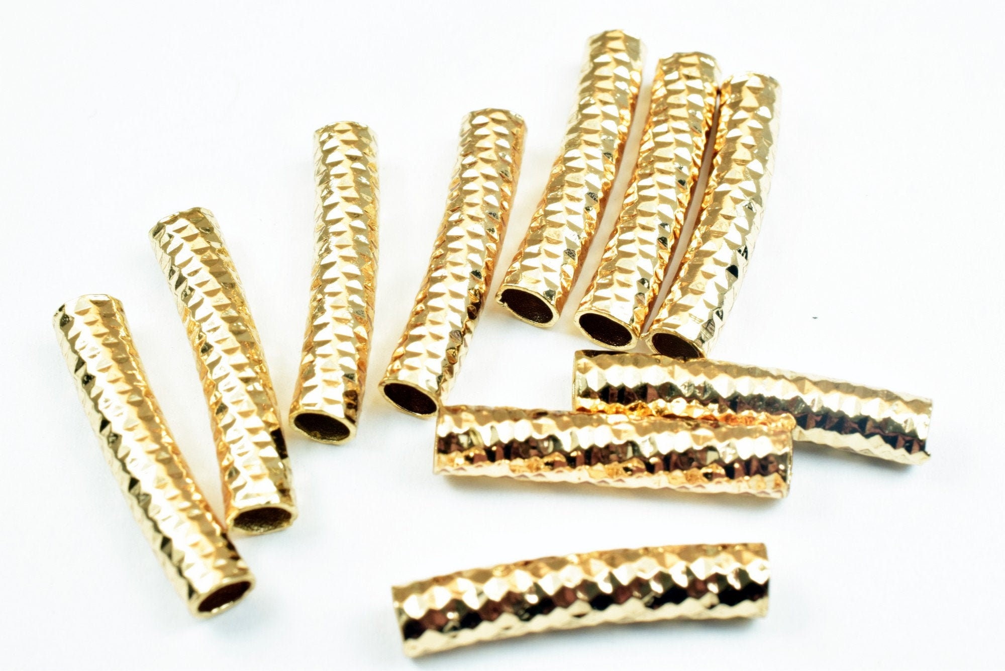 Tubo d'oro PVD 18K 4x20mm 18K PVD Oro taglio diamante curva Tubo gioielli trovare parte per gioielli fare GF1862