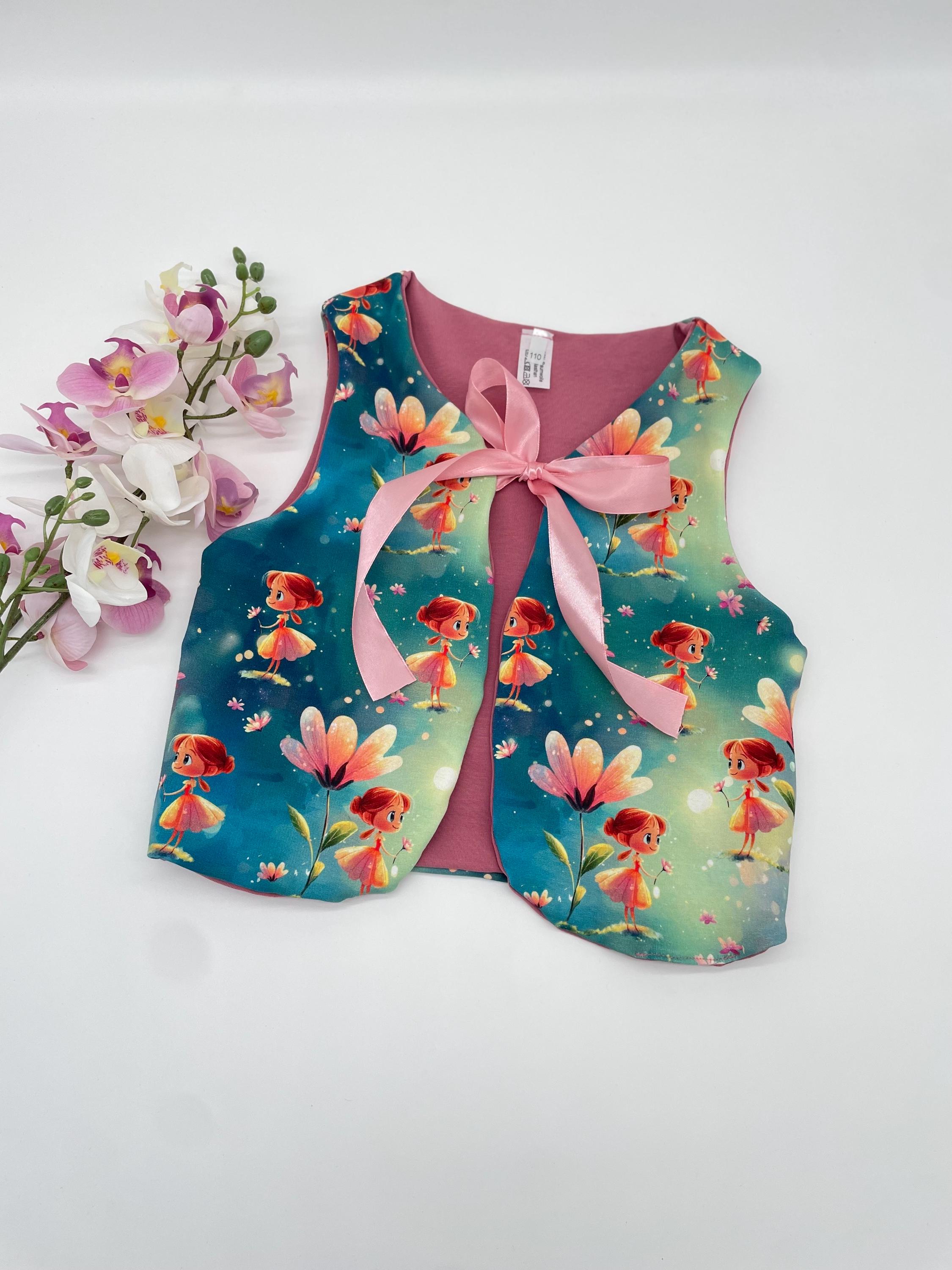 Kinder Weste Teddy Boucle | Kuschelweste aus Sweatshirtstoffe mit Feen| Mädchen Weste Herbst Winter | Warme Weste | Größenauswahl Gr 74-146