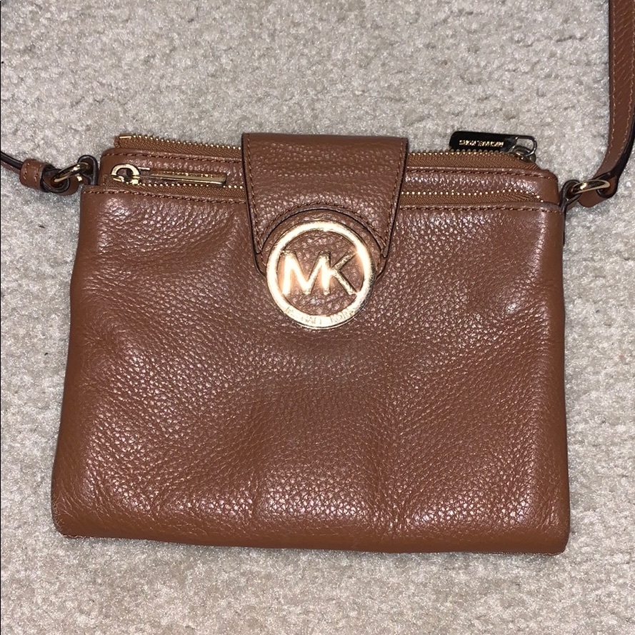 Michael Kors Bags | Brown Leather Mk Crossbody | Color: Brown | Size: Os