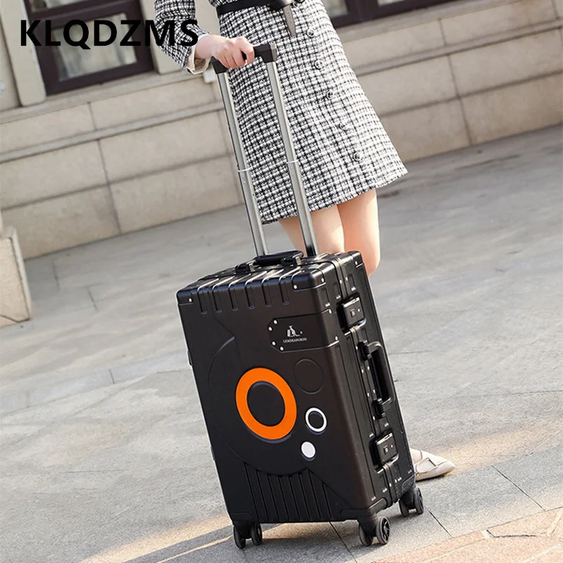 KLQDZMS Men's Suitcase Business Boarding Box Aluminum Frame Trolley Case 20