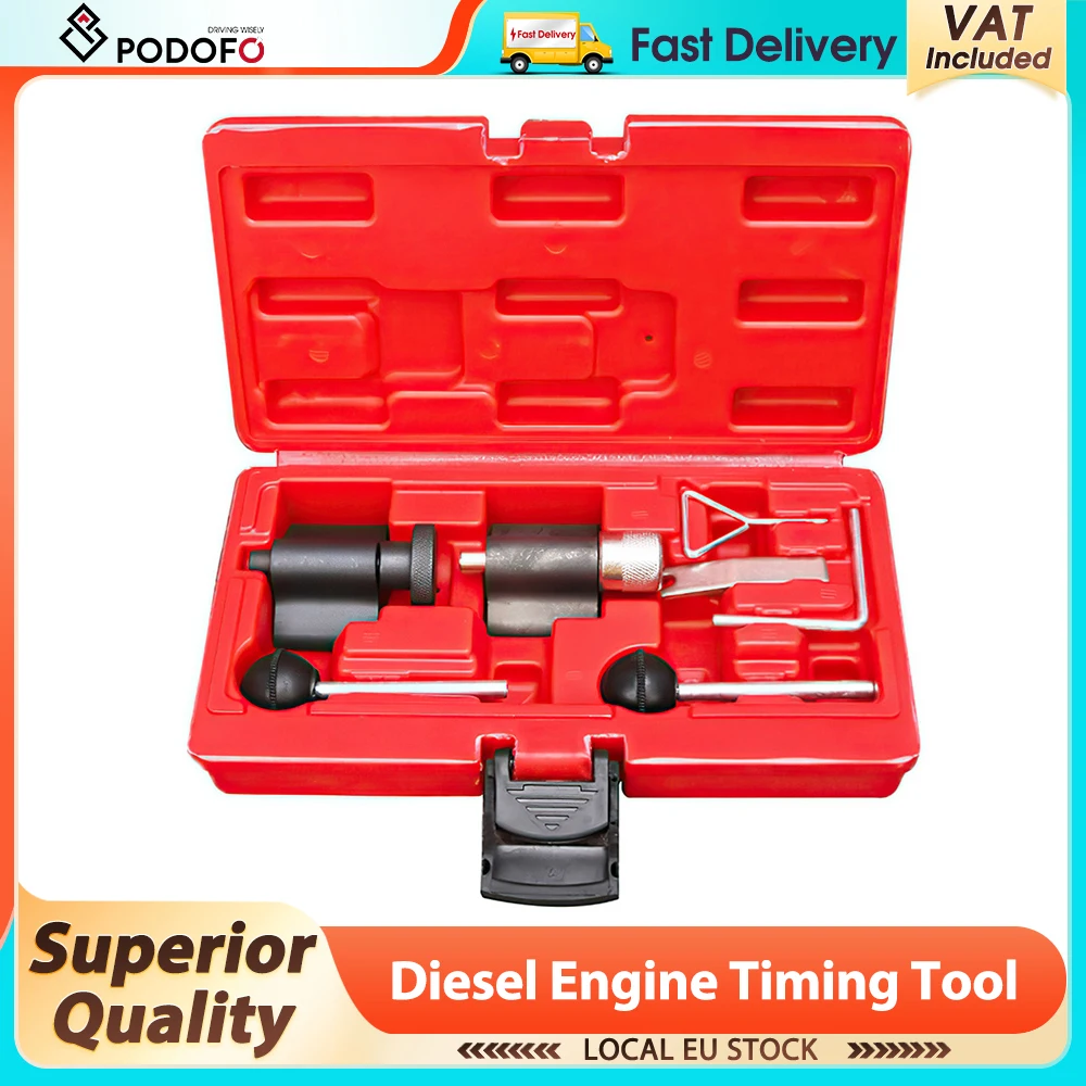 Podofo Attrezzo per la messa in fase del motore diesel, strumento per la sostituzione della cinghia di distribuzione dell'albero motore per Audi/VW/Skoda/Ford, attrezzo per il bloccaggio dell'albero a