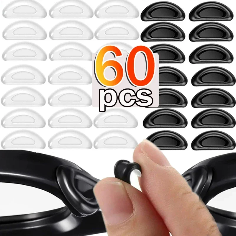 10/60 Stück Brillen-Nasenpads, selbstklebende Silikon-Nasenpads, rutschfeste transparente Nasenpads für Brillen, Brillen, Brillen, Zubehör Image