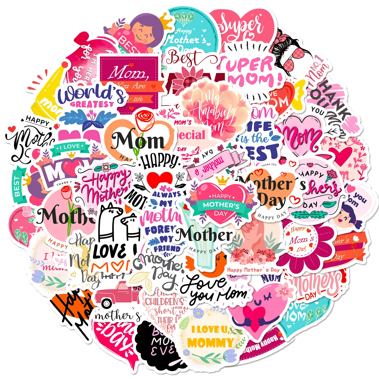 50 Stück Fresh Love HAPPY MOTHER'S DAY Aufkleber zum Versiegeln von Etiketten zum Muttertag Image