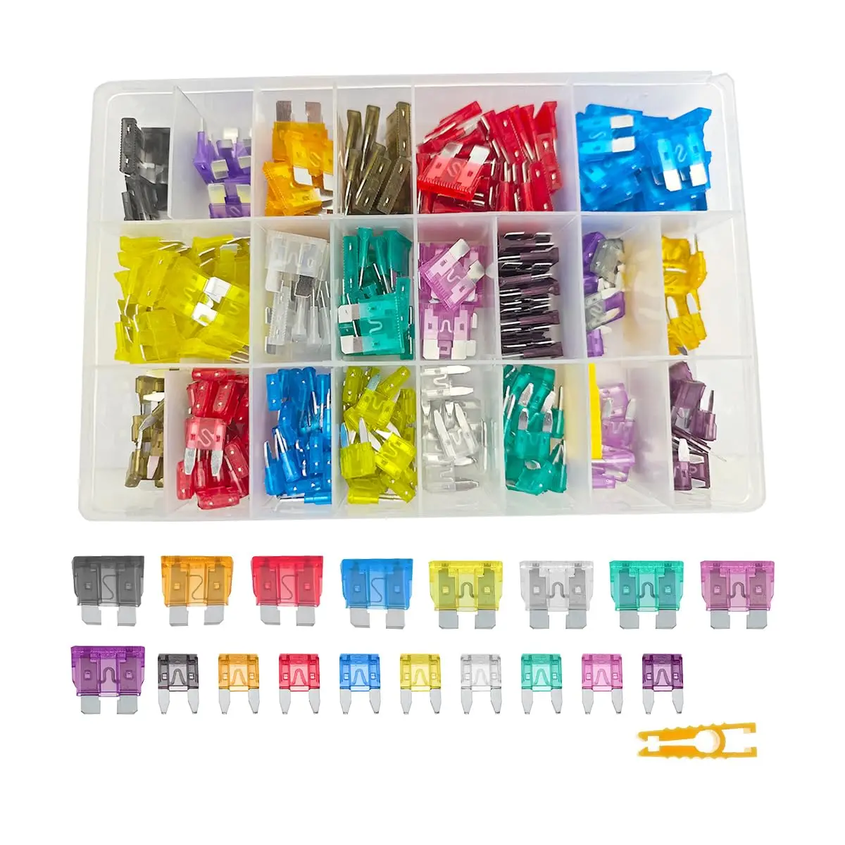 300/180/120/100PCS Mittelgroßes und kleines Auto-Sicherungsset 2A ~ 40A 11 Arten Autosicherungssortiment mit Box Blade Type Fuse Assorted Kit Image