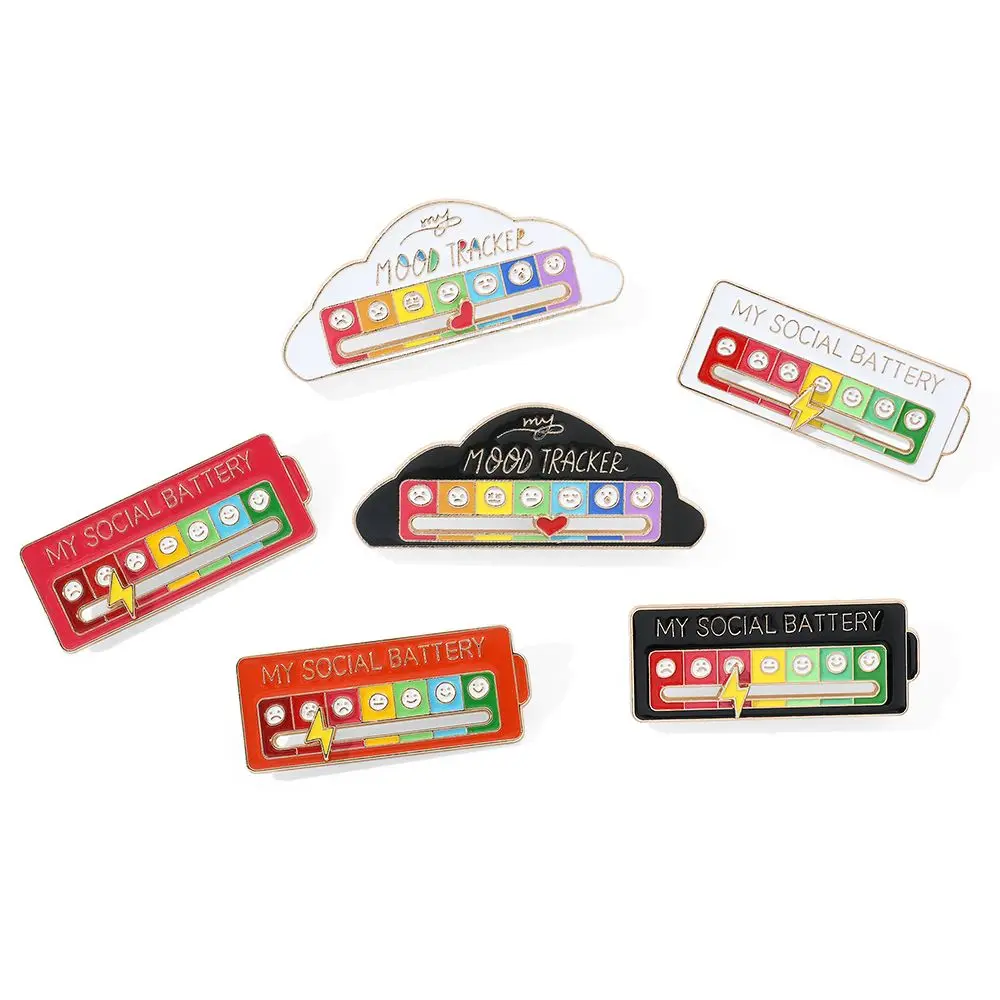 Stimmungs-Expressions-Pins für Frauen und Männer, „Meine soziale Batterie“-Broschen für Kleidung, lustige Anstecknadeln aus Legierung, Geschenke Image