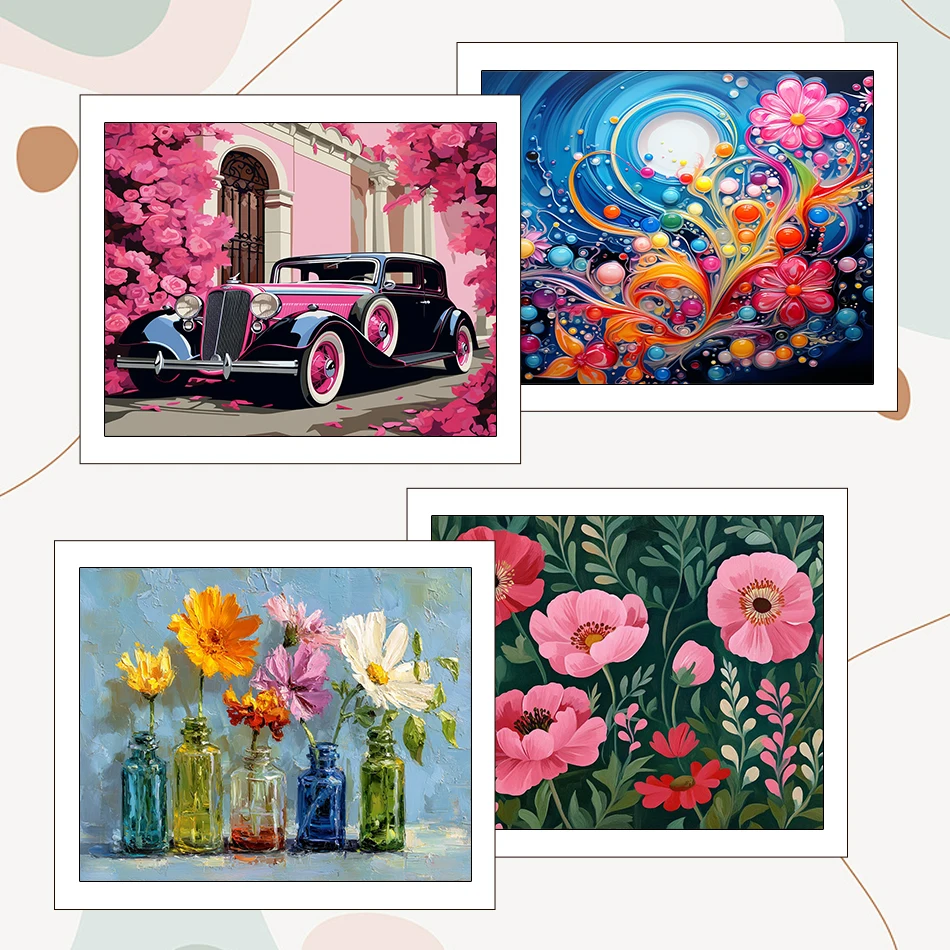 RUOPOTY Malen nach Zahlen, Blumen zeichnen, Aquarellfarbe, Bilder nach Zahlen, 40 x 50 cm, DIY-Acryl-Set, handgefertigtes Geschenk, Wanddekoration Image