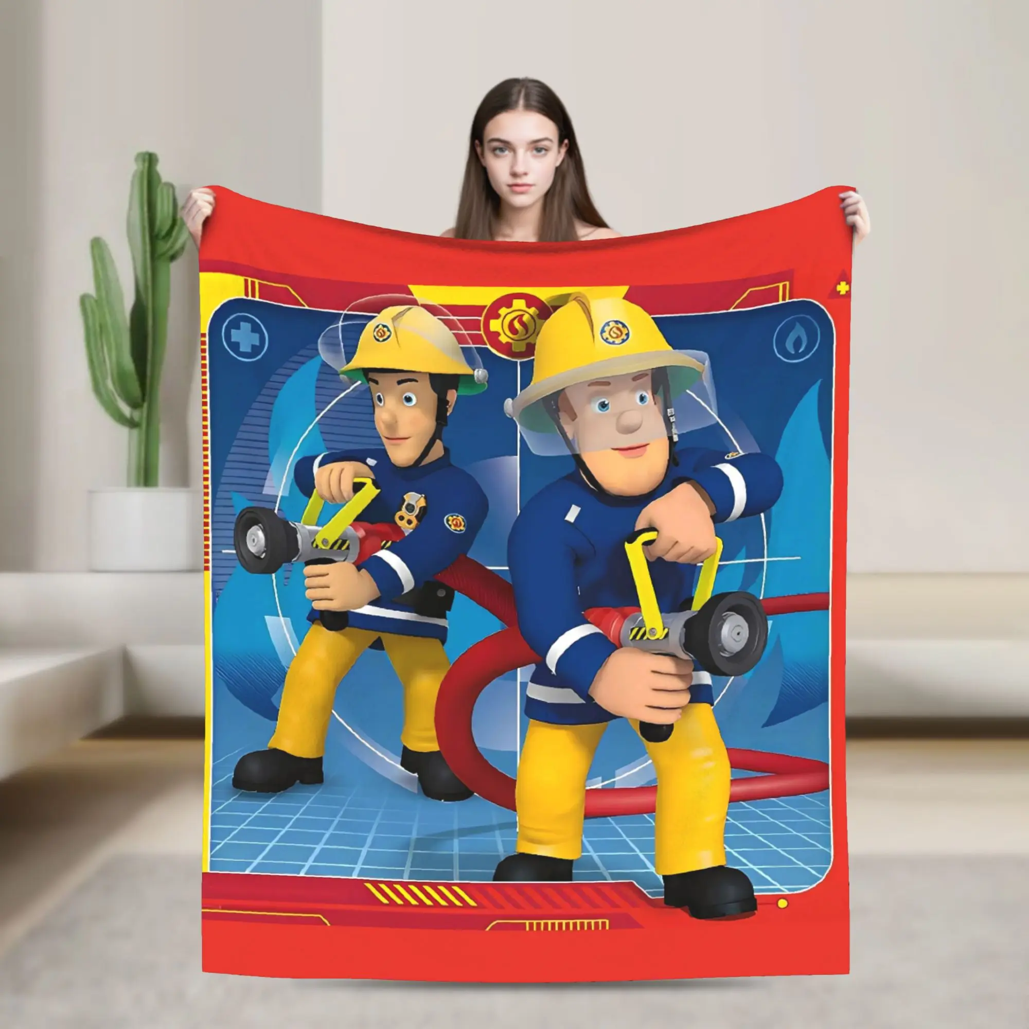 Feuerwehrmann Sams Flanelldecke Winter Super Warm Überwurfdecke für Mädchen Jungen Outdoor Muster Tagesdecke Sofa Bettbezug Image