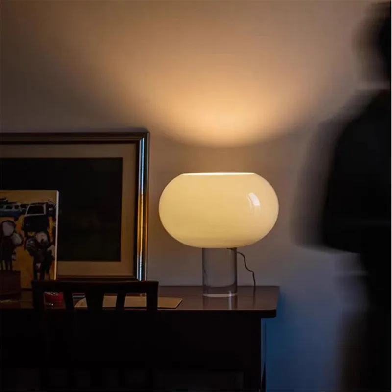 Buds Tischlampe Retro Weiß Glas Schreibtischleuchte Romantisches nordisches Zuhause Wohnzimmer Esstisch Arbeitszimmer Schlafzimmer neben Befeuchtungslampe