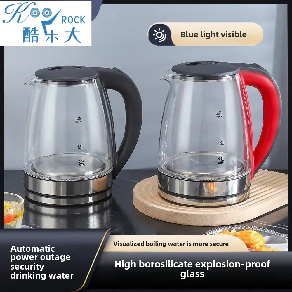 1,8L Elektrischer Wasserkocher, 110V/220V LED-Teekanne, Elektrischer Wasserkocher aus hochborosilikathaltigem Glas mit sichtbarem Wasserstand, UK- und US-Standard Image