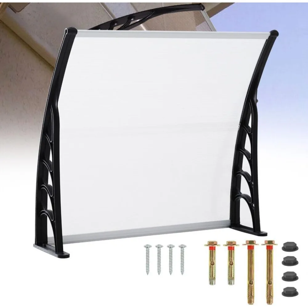 150 cm Outdoor-Markisenunterstand, Vordertürüberdachung, Außenfenster, Veranda-Überdachung für Selbstmontage, vorne und hinten, Terrasse Image