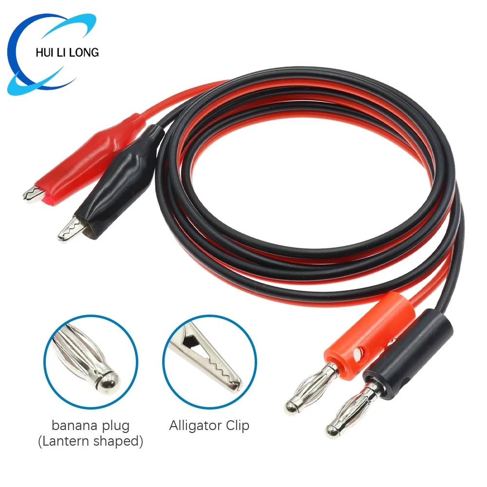 4 mm Injektions-Bananenstecker zum ummantelten Kupfer, elektrische Klemme, Krokodilklemme, Testkabel, 1 m, zum Testen von Sonde Image