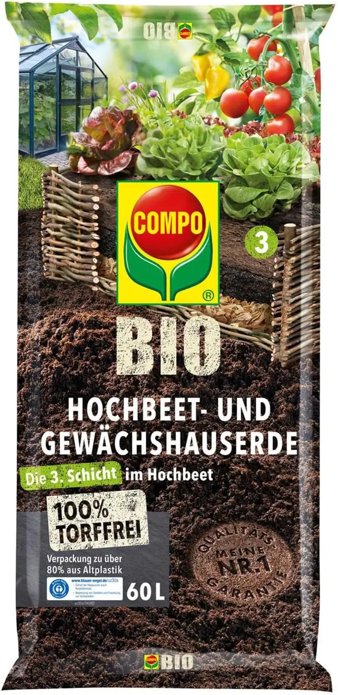 4X60L BIO Hochbeet- und Gewächshauserde torflos, ideal für komfortables Gärtnern, besonders hoher Humusanteil, insgesamt 240 Liter Image