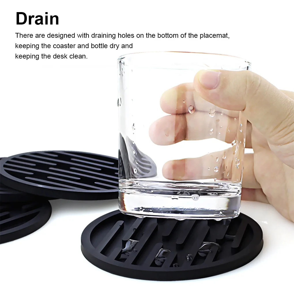 Packung mit 4 Untersetzern Küchentisch Tischset Kaffeetasse Matte Silikon Abfluss schale Halter Pad Geschirr nach Hause grau