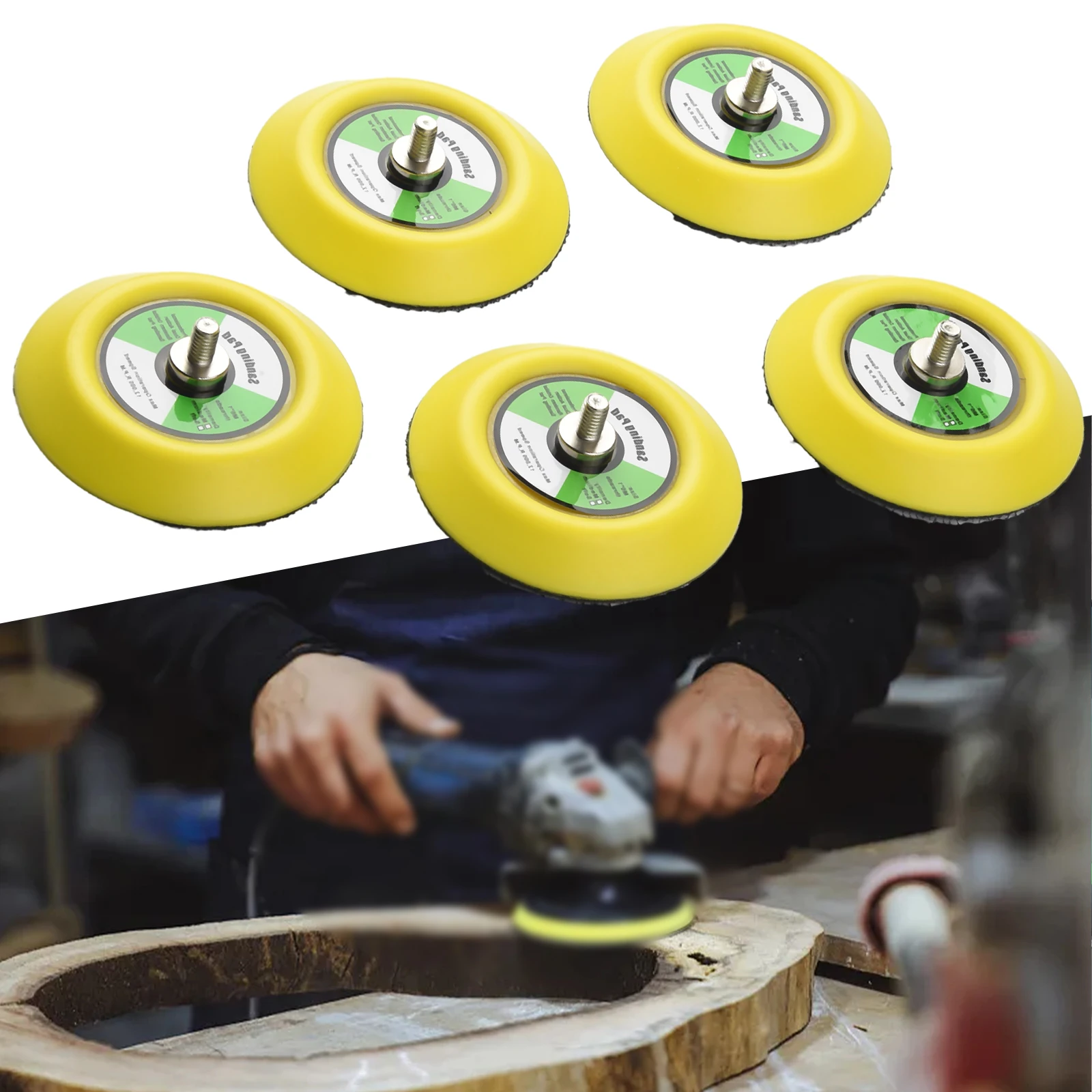 5 Stück 3-Zoll Scheinwerfer-Polierpads, Klebende Schleifscheiben mit Saugnapf, Polierscheiben für Elektroschleifer, Autokarosserie-Politur, M6-Gewinde Image