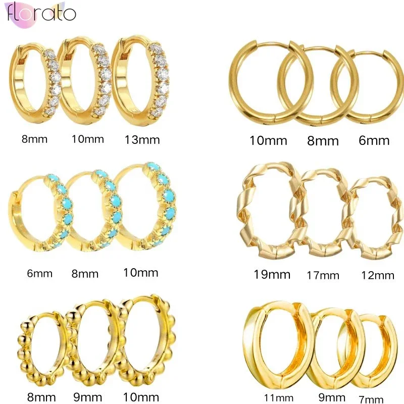 925 Sterling Silber Ohrstecker Klassische Modische Runde Creolen in Verschiedenen Größen für Damen und Herren Kleine Huggie Rock Ohrringe Schmuck