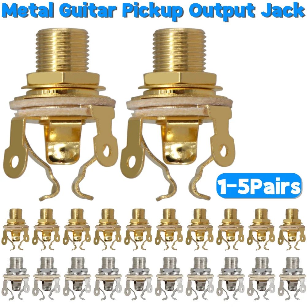 1-5 Paar Gitarren-Tonabnehmer 1/4 Zoll 6,35mm Ausgangsbuchse Gitarren-Stereo-Buchse Teile Gitarren-Mono-Buchse für E-Gitarre Bass