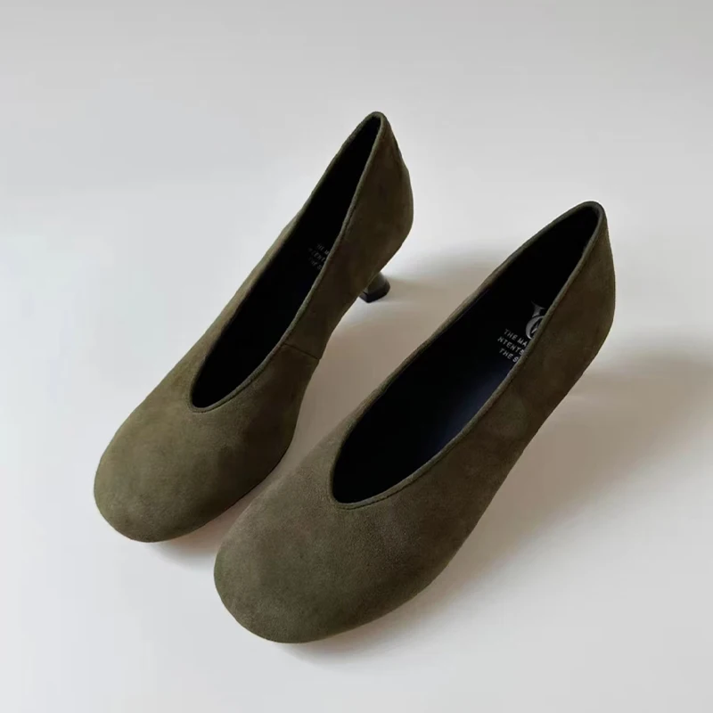 Frauen High Heels Loafers Schuhe Designer Neue Flache Schuhe 2026 Herbst Elegante Pumps Wildleder Kleid Schuhe Walking Komfort Zapatos