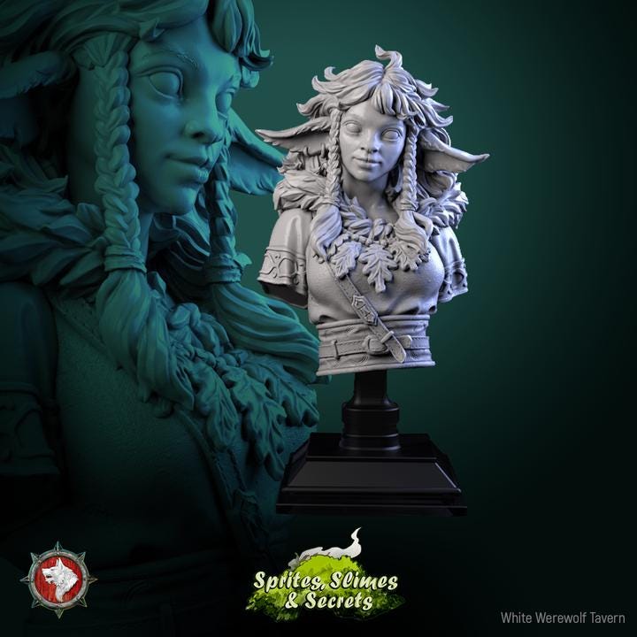 Shael Silverheart - Busto / Busto di alta qualità per la pittura di miniature e l'esposizione / Busto stampato in 3D / Taverna del Lupo Mannaro Bianco