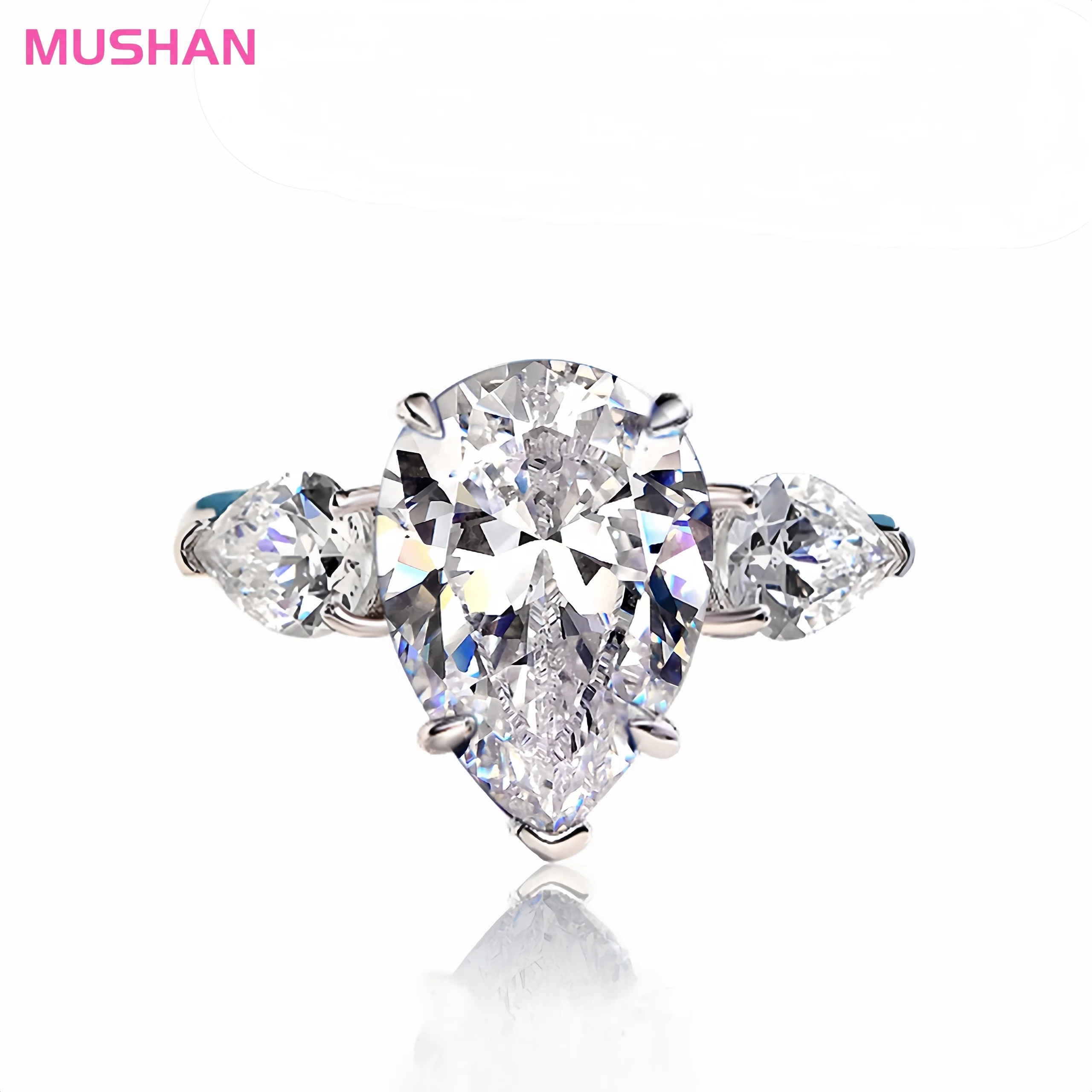 Anelli in Argento Sterling 925 della Fabbrica di Gioielli MUSHAN Anello con Diamante ad Alta Purezza a Goccia d'Acqua 6ct 5A CZ Anelli in Zirconia S925 per Matrimonio