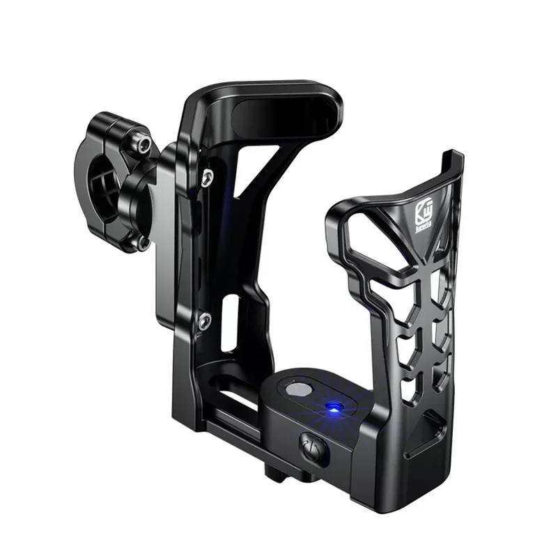 Supporto per Manubrio di Moto Scooter MTB Bici da Strada con Luce LED Rotante a 360° e Portabicchiere per Bicicletta