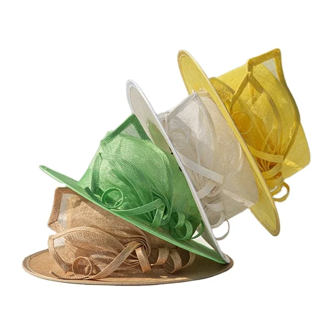 Cappelli da donna alla moda da donna cappello da chiesa Sinamay Kentucky vestito Derby Cloche Fascinator cappello da sposa floreale da Tea Party